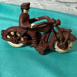 Vintage Cast Iron Champion Motorcycle and Rider 1930’s
